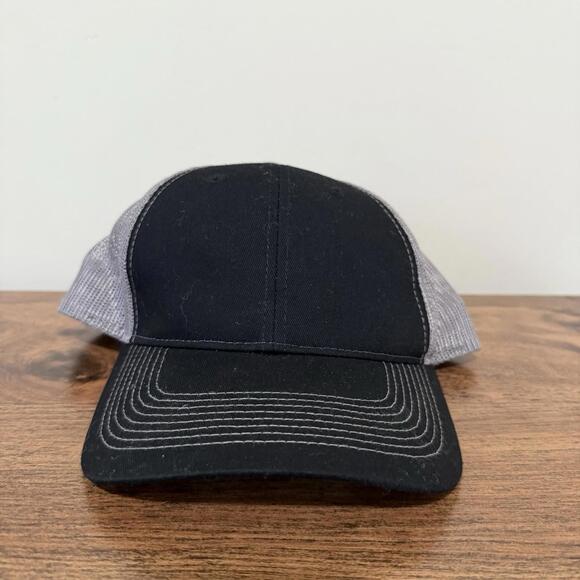 Other - AJM Black Trucker Hat Canada Full Fit Mesh Back Snapback Cap Blank Adjustable OS
